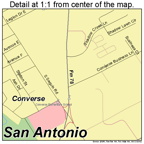 Converse, Texas road map detail