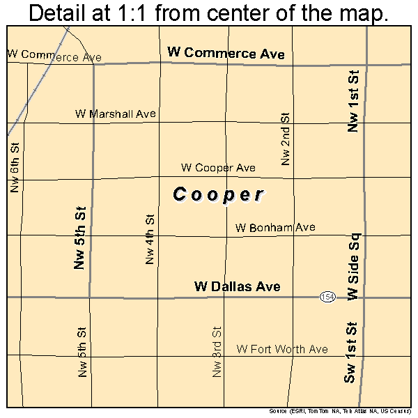 Cooper, Texas road map detail