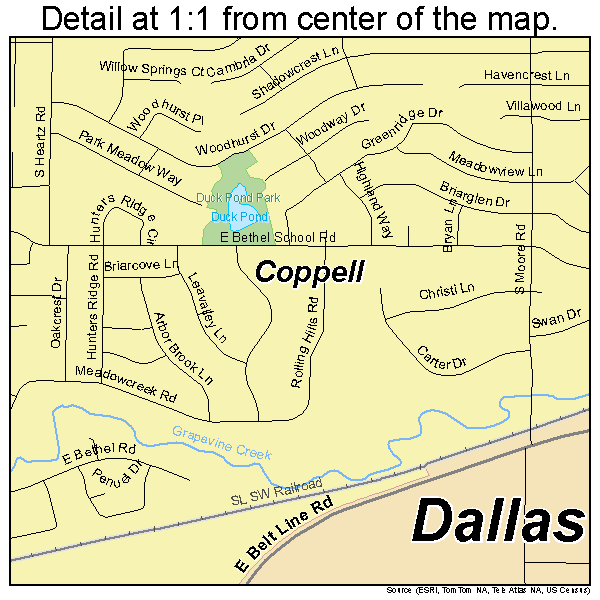 Coppell, Texas road map detail