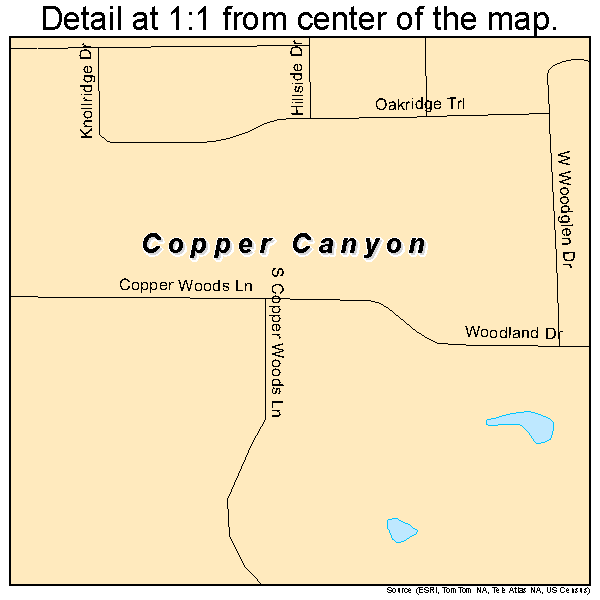 Copper Canyon, Texas road map detail