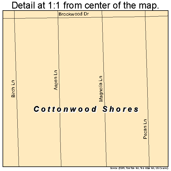 Cottonwood Shores, Texas road map detail