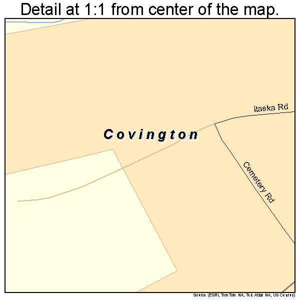 Covington, Texas road map detail