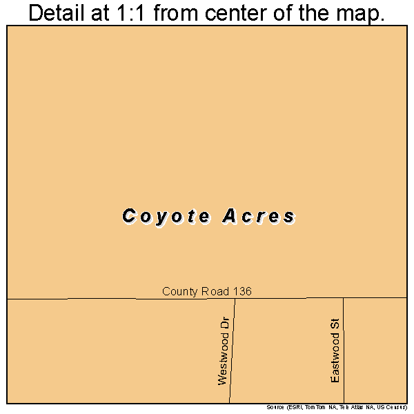 Coyote Acres, Texas road map detail