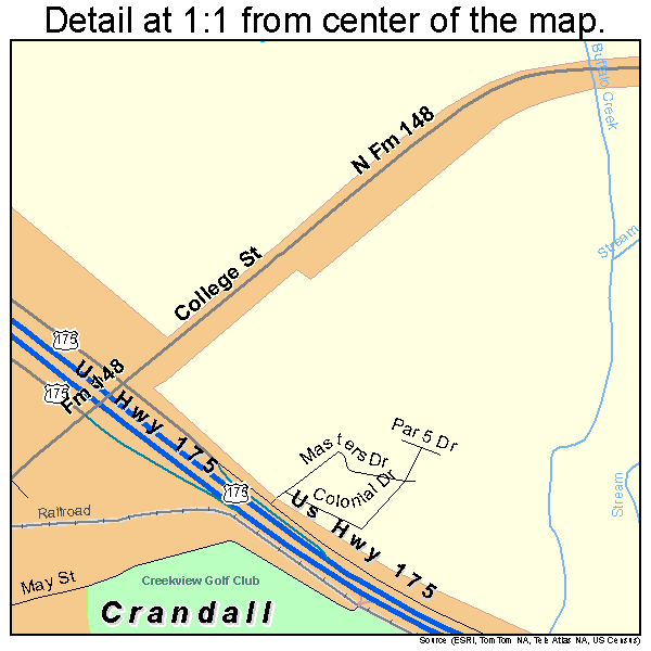 Crandall, Texas road map detail