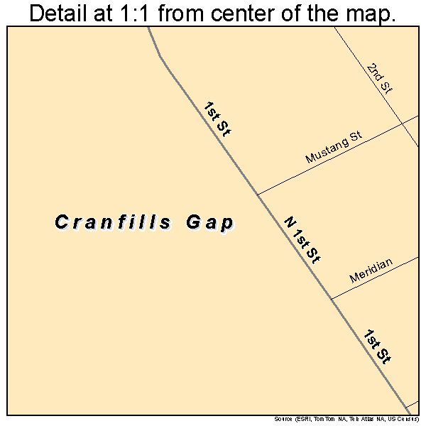 Cranfills Gap, Texas road map detail