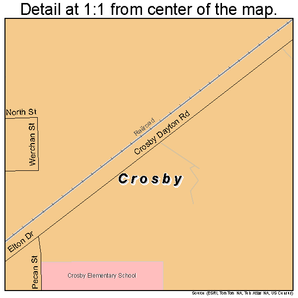 Crosby, Texas road map detail