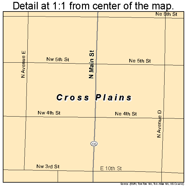 Cross Plains, Texas road map detail