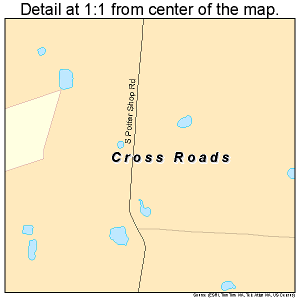 Cross Roads, Texas road map detail
