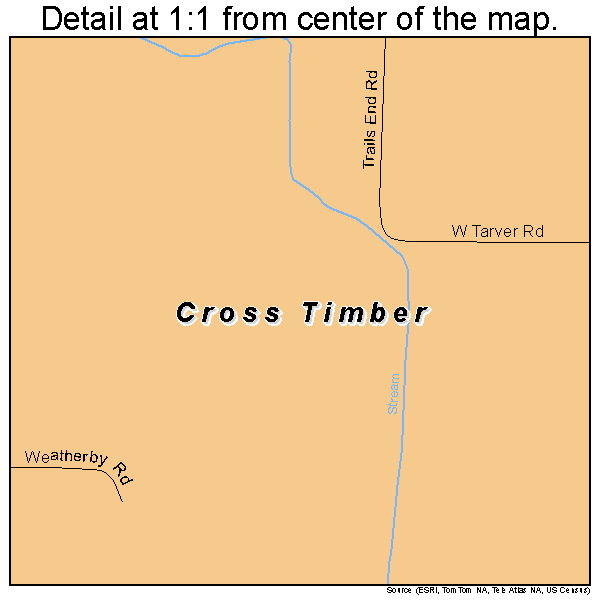 Cross Timber, Texas road map detail