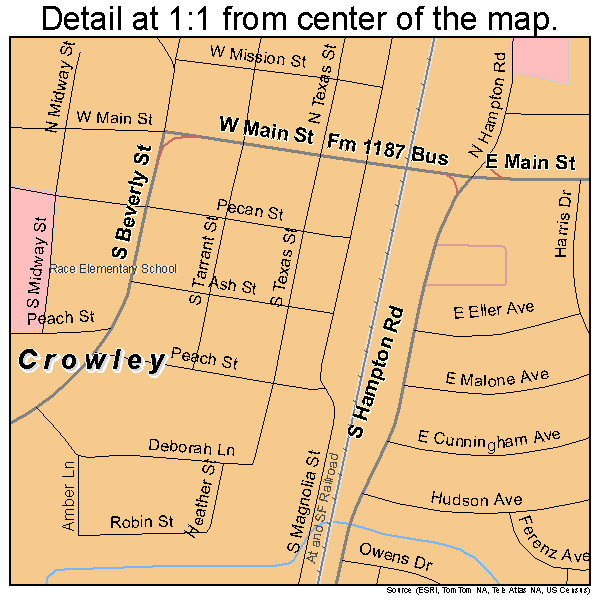 Crowley, Texas road map detail