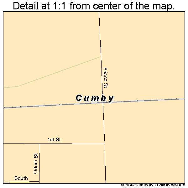 Cumby, Texas road map detail
