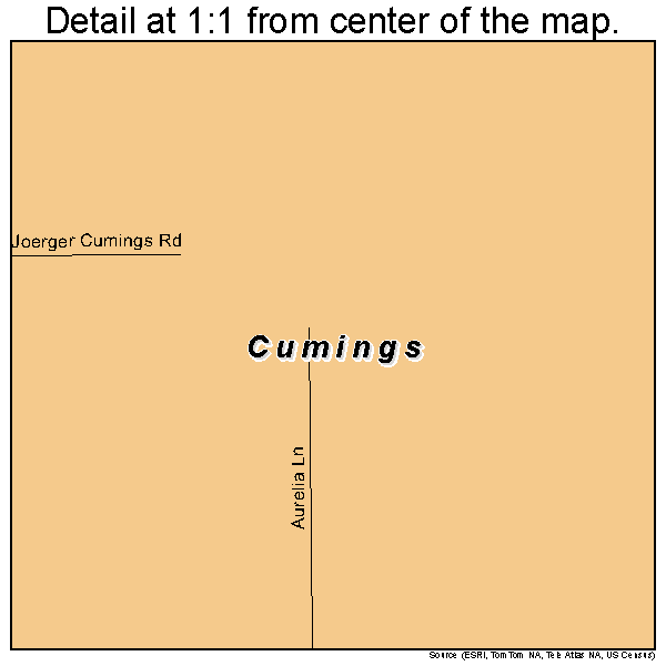 Cumings, Texas road map detail