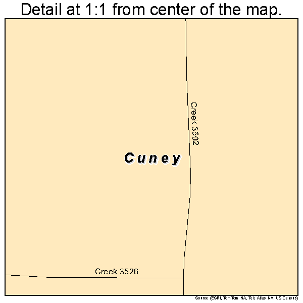 Cuney, Texas road map detail