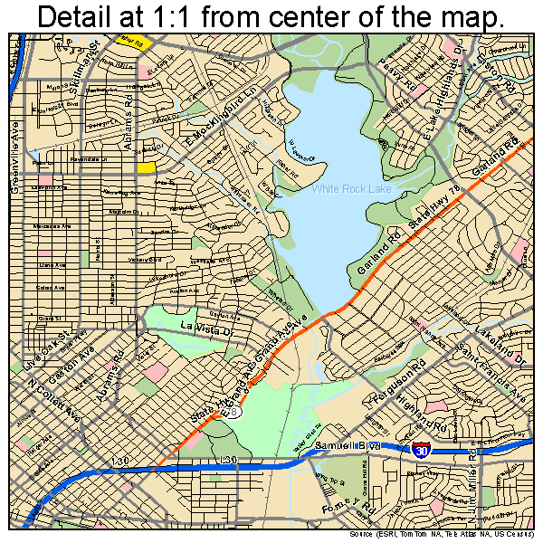 Dallas, Texas road map detail