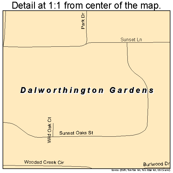 Dalworthington Gardens, Texas road map detail
