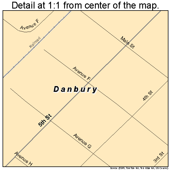Danbury, Texas road map detail