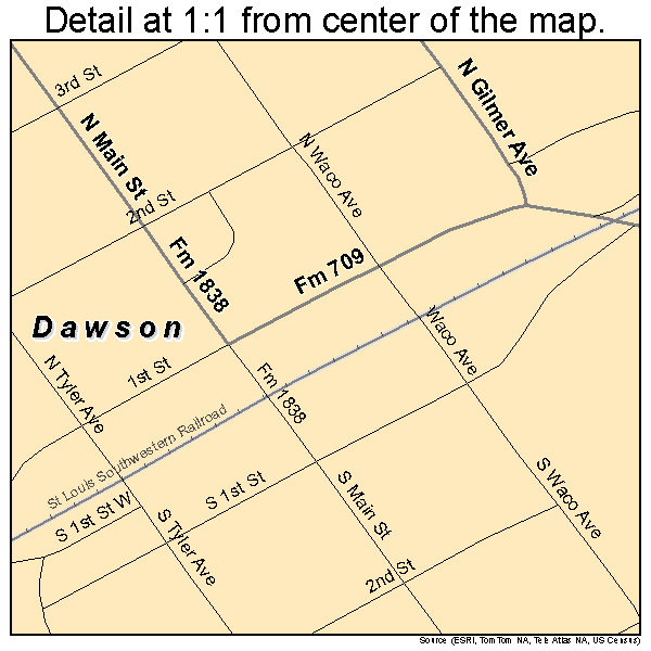 Dawson, Texas road map detail
