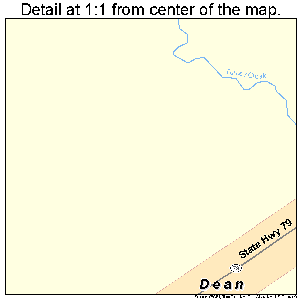 Dean, Texas road map detail