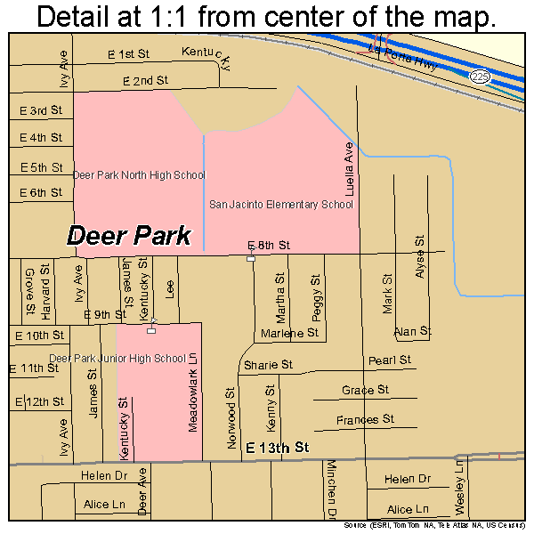 Deer Park, Texas road map detail