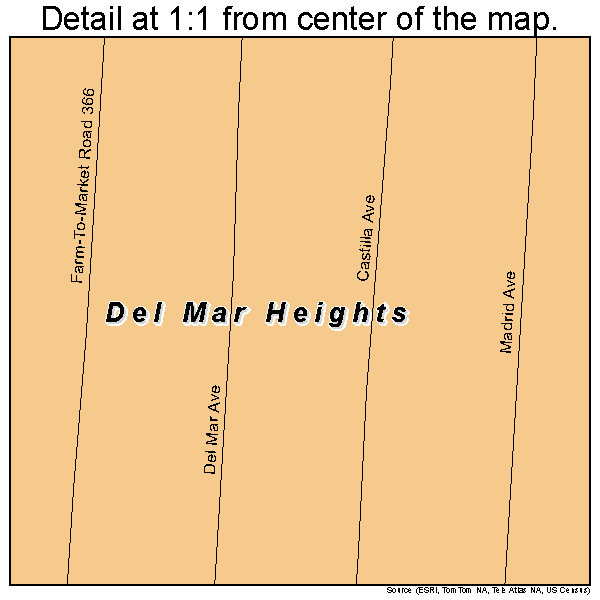 Del Mar Heights, Texas road map detail