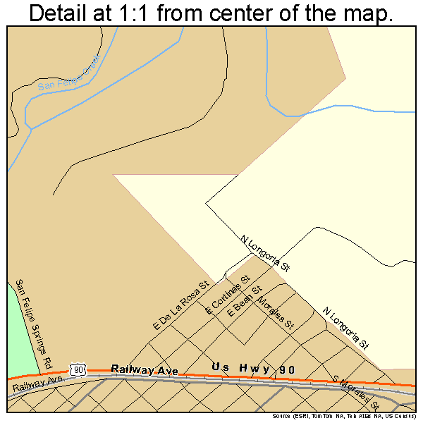 Del Rio, Texas road map detail