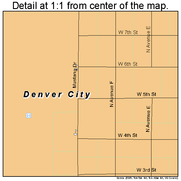 Denver City, Texas road map detail