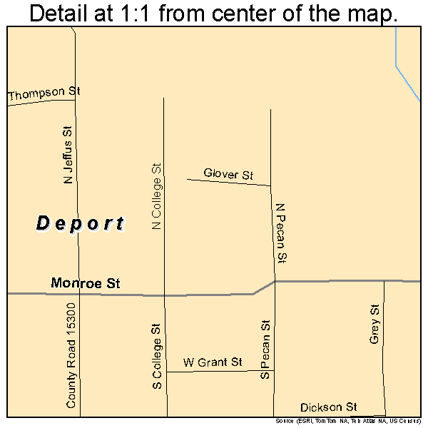 Deport, Texas road map detail