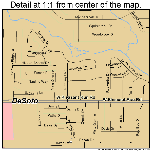 DeSoto, Texas road map detail