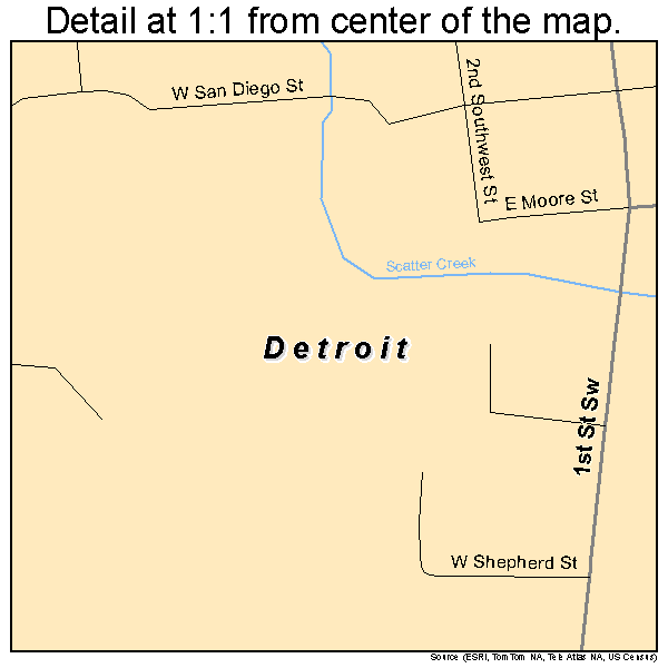 Detroit, Texas road map detail