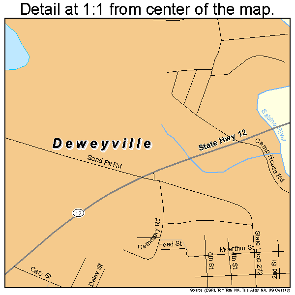 Deweyville, Texas road map detail