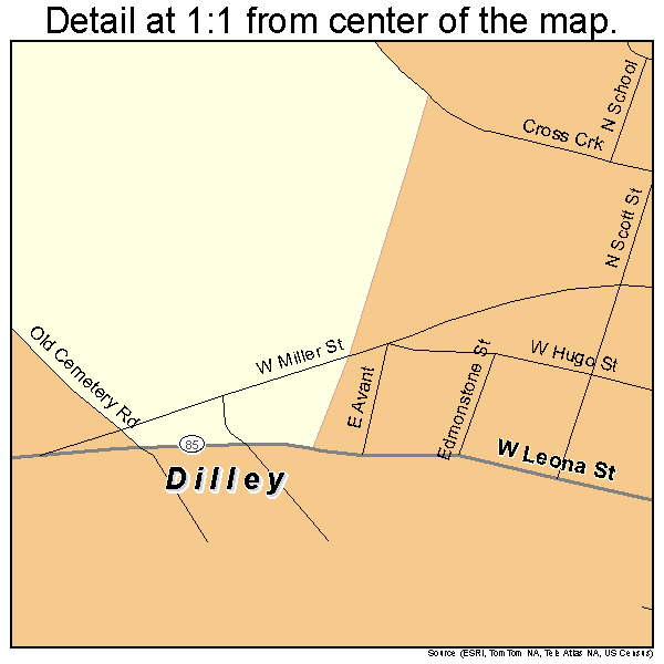 Dilley, Texas road map detail