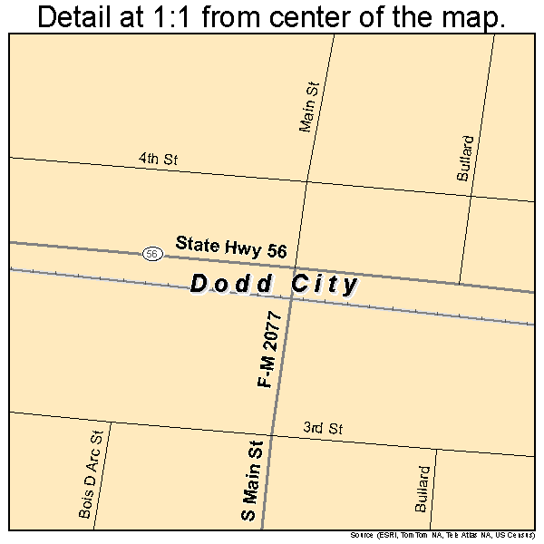 Dodd City, Texas road map detail