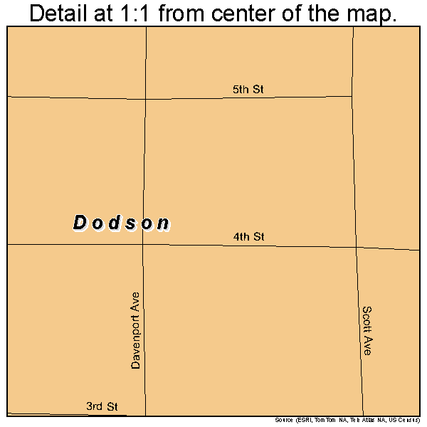 Dodson, Texas road map detail