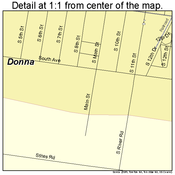 Donna, Texas road map detail