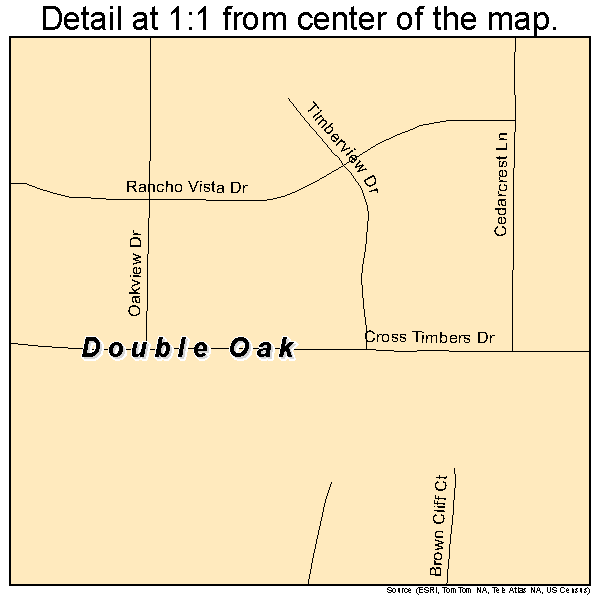 Double Oak, Texas road map detail