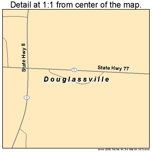 Douglassville, Texas road map detail