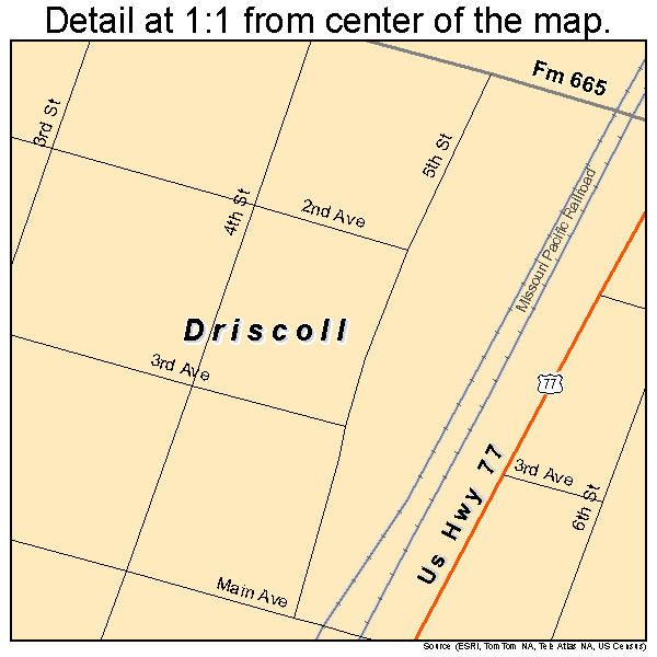 Driscoll, Texas road map detail
