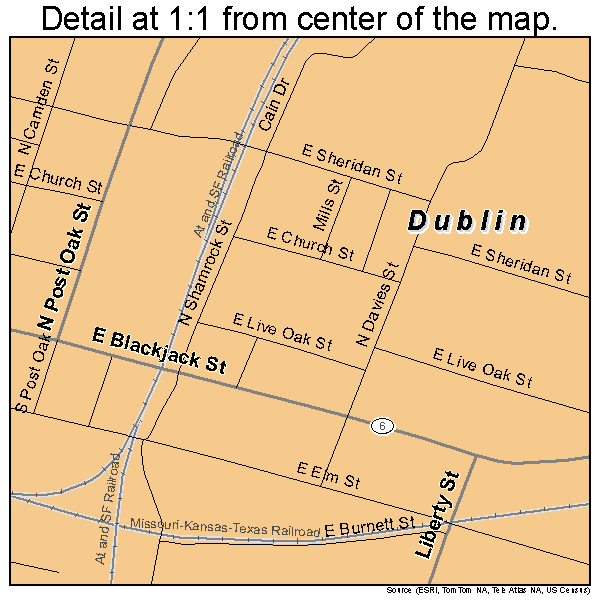 Dublin, Texas road map detail