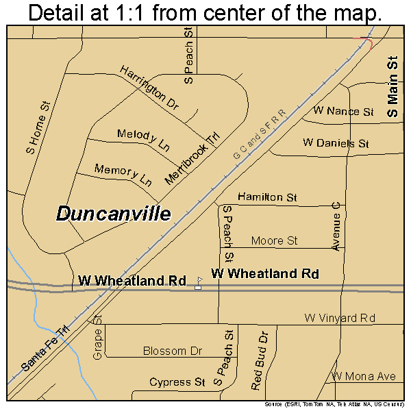 Duncanville, Texas road map detail