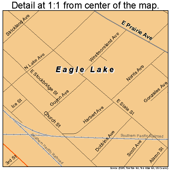 Eagle Lake, Texas road map detail