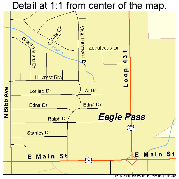 Eagle Pass, Texas road map detail