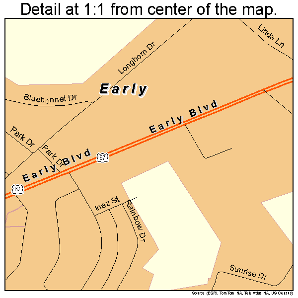 Early, Texas road map detail