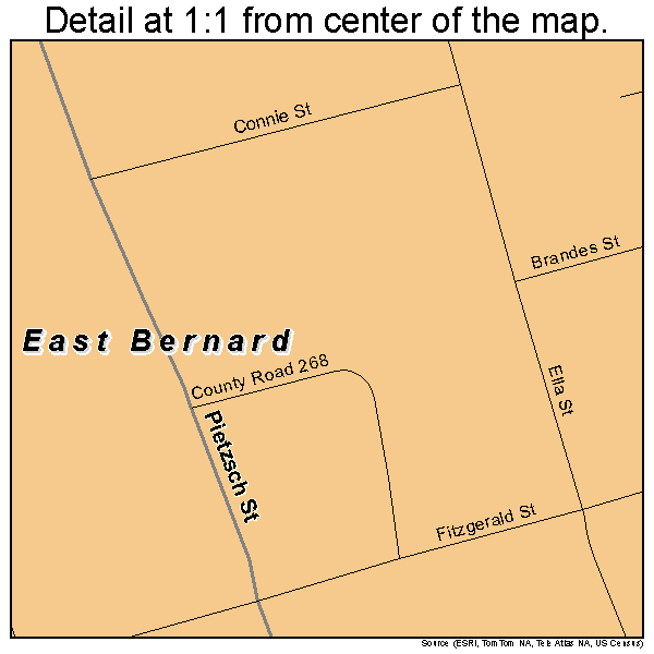 East Bernard, Texas road map detail