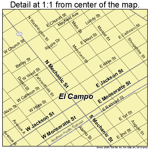 El Campo, Texas road map detail