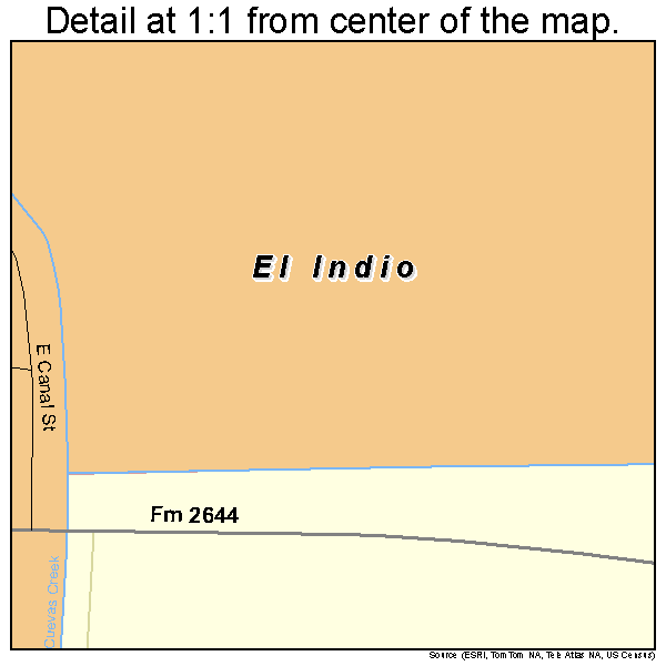 El Indio, Texas road map detail
