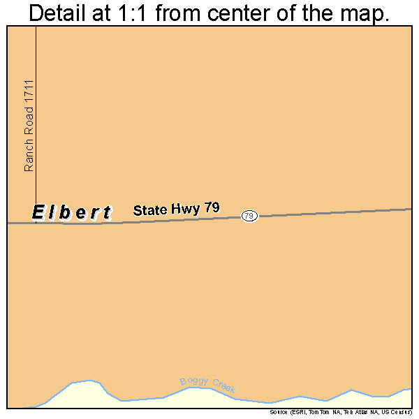 Elbert, Texas road map detail