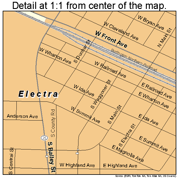 Electra, Texas road map detail