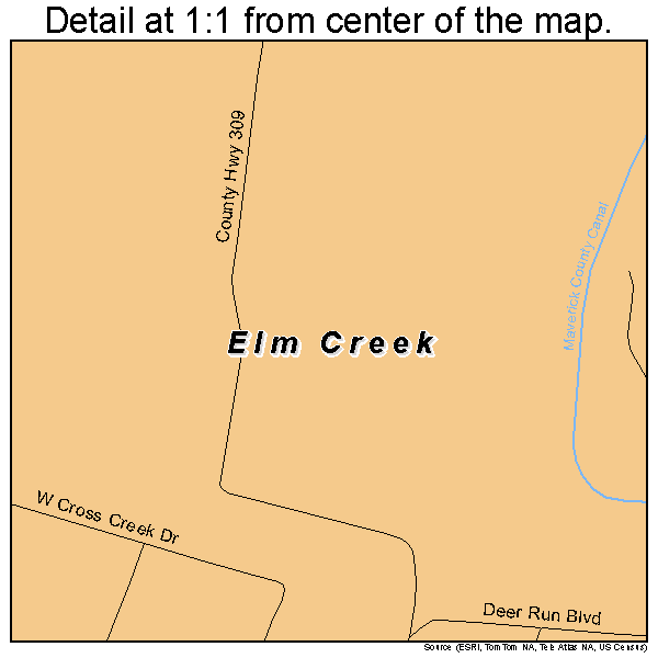 Elm Creek, Texas road map detail