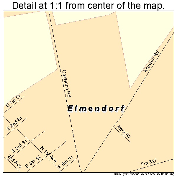 Elmendorf, Texas road map detail