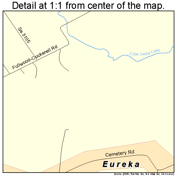 Eureka, Texas road map detail